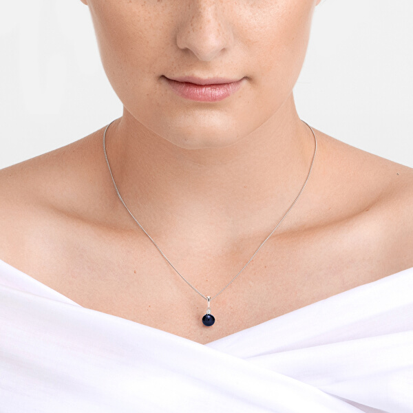 Dechberoucí stříbrný náhrdelník Tonga s pravou říční perlou a kubickou zirkonií Preciosa 5311 20 (řetízek, přívěsek)
