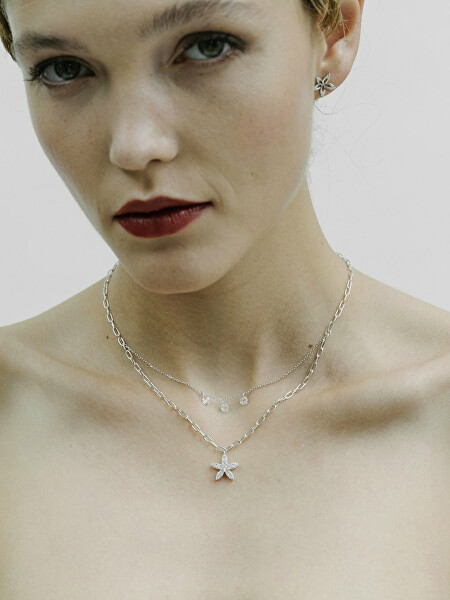 Dvojitý strieborný náhrdelník s kubickou zirkóniou Glow 5366 00