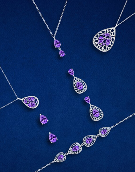 Elegantný strieborný náhrdelník Lyra Violet 5260 56 (retiazka, prívesok)