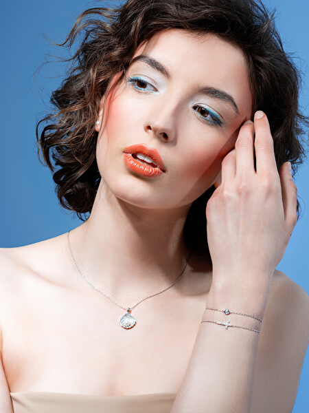 Nádherný strieborný náhrdelník Birth of Venus s riečnou perlou a kubickou zirkóniou Preciosa 5349 00