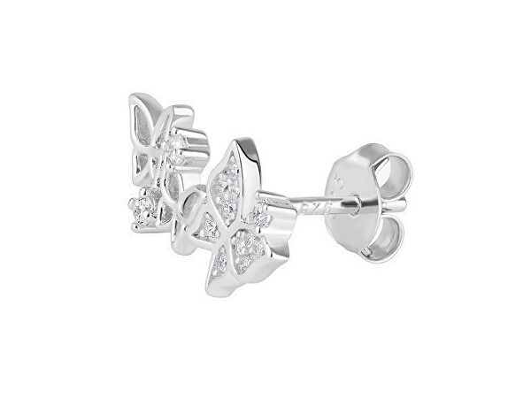 Podélné stříbrné náušnice s motýlky Butterfly Waltz Candy 5399 00