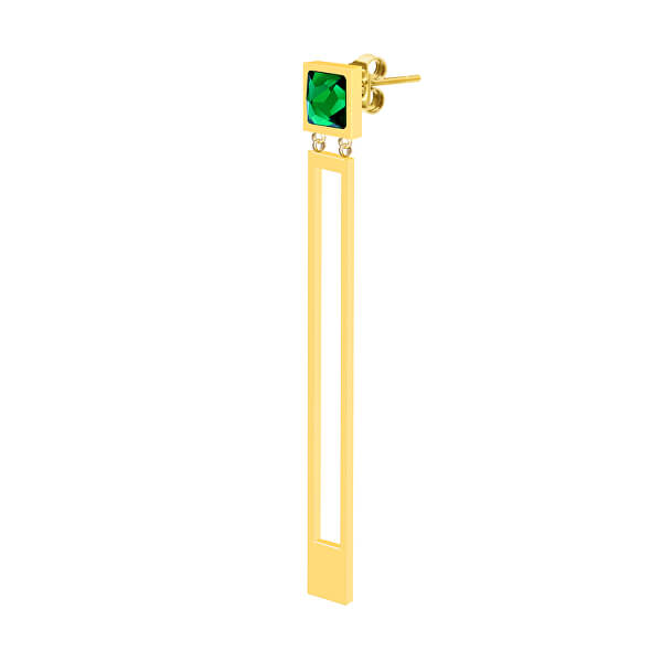 Vergoldete Stahlohrringe Straightmit grünem Kristall Preciosa 7393Y66