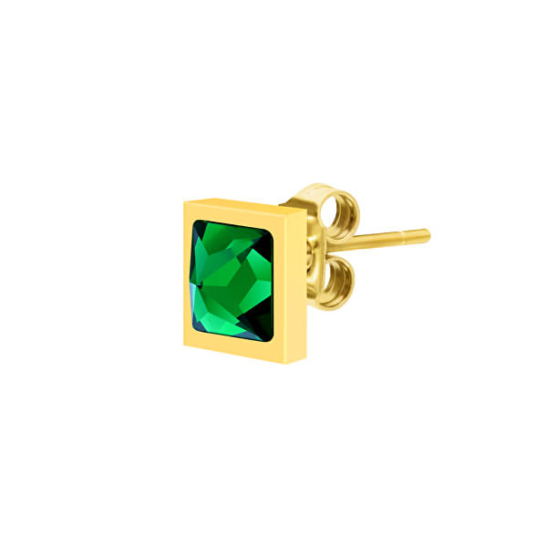 Vergoldete Ohrstecker Straight mit grünem Preciosa-Kristall 7392Y66