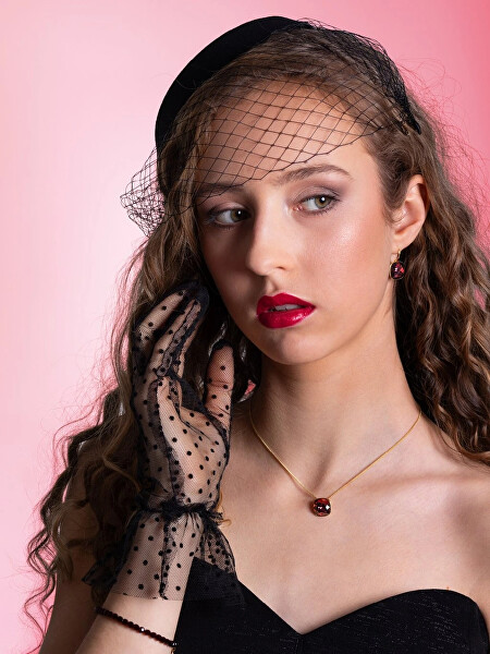 Pozlacené visací náušnice s křišťálem Preciosa Flame 7543Y63