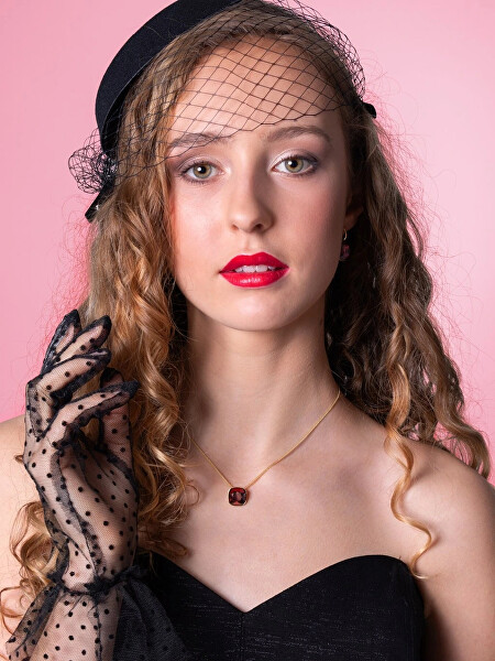 Pozlacené visací náušnice s křišťálem Preciosa Flame 7543Y63