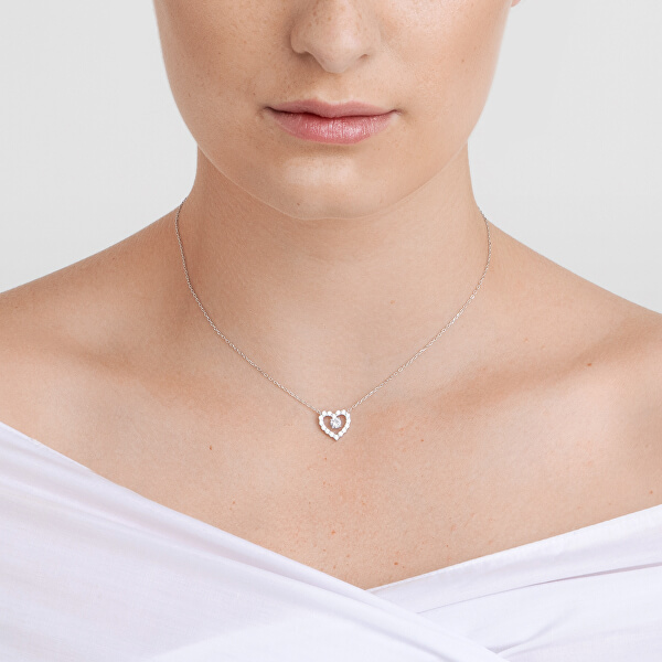 Romantický stříbrný náhrdelník First Love s kubickou zirkonií Preciosa 5302 00