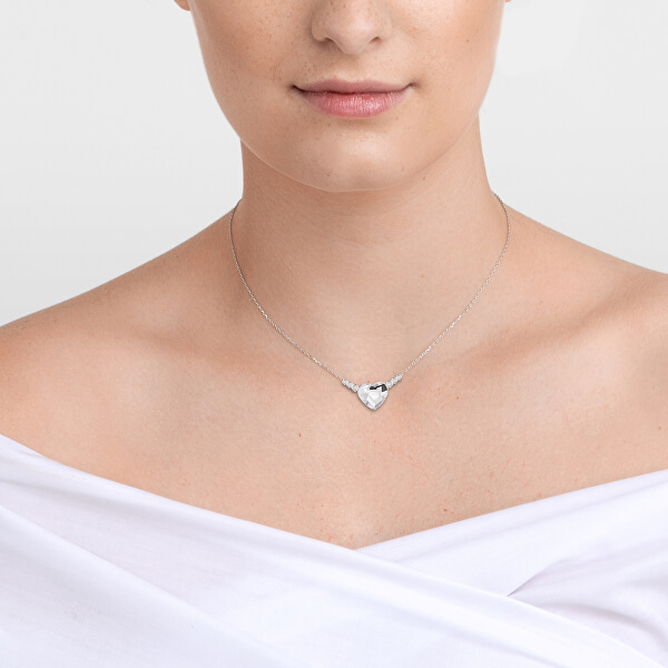 Romantický stříbrný náhrdelník Srdce s českým křišťálem Preciosa With Love 6144 00