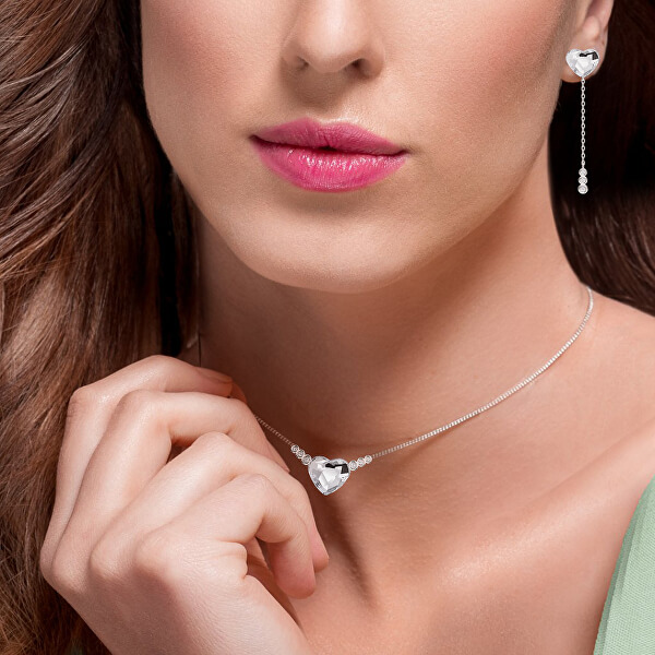 Romantický strieborný náhrdelník Srdce s českým krištáľom Preciosa With Love 6144 00
