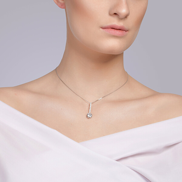 Stříbrný náhrdelník s kubickou zirkonií Lucea 5296 00 (řetízek, přívěsek)