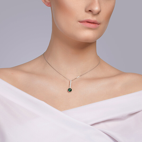 Stříbrný náhrdelník s kubickou zirkonií Lucea 5296 66 (řetízek, přívěsek)