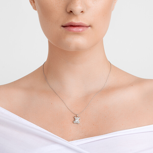 Stříbrný náhrdelník Shiny Teddy s kubickou zirkonií Preciosa 5326 00 (řetízek, přívěsek)