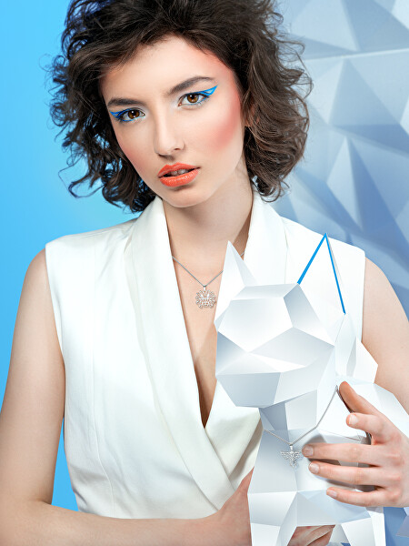 Stylový ocelový náhrdelník Origami Lion s kubickou zirkonií Preciosa 7442 00