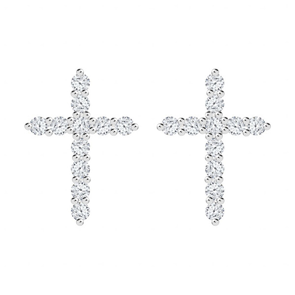 Designové stříbrné náušnice Tender Cross s kubickou zirkonií Preciosa 5333 00