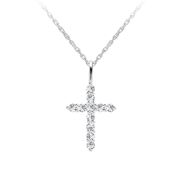 Dizajnový strieborný náhrdelník Tender Cross s kubickou zirkóniou Preciosa 5332 00