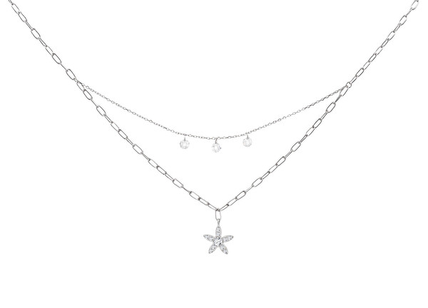 Dvojitý stříbrný náhrdelník s kubickou zirkonií Glow 5366 00