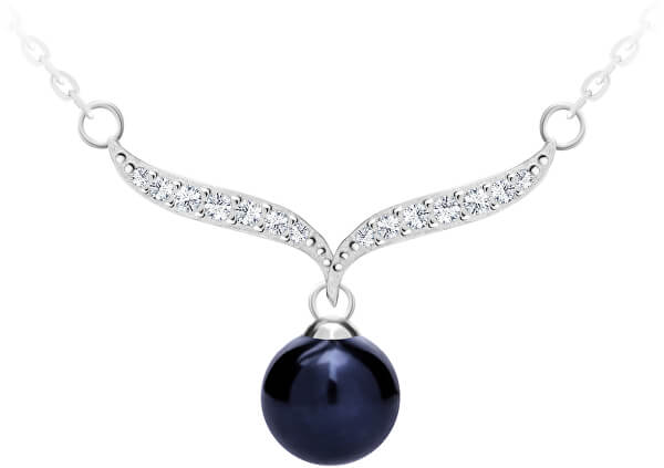 Elegáns ezüst nyaklánc valódi fekete gyönggyel Paolina 5306 20