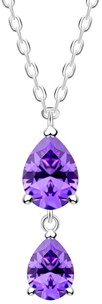 Jemný strieborný náhrdelník Lyra Violet 5264 56 (retiazka, prívesok)