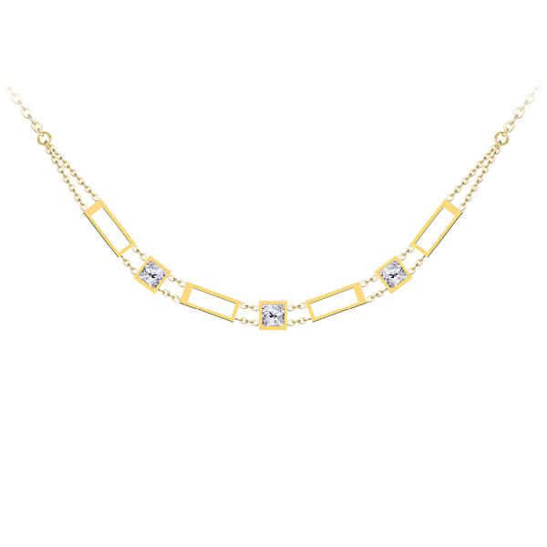 Colier de lux placat cu aur Straightcu cristal transparent Preciosa 7390Y00