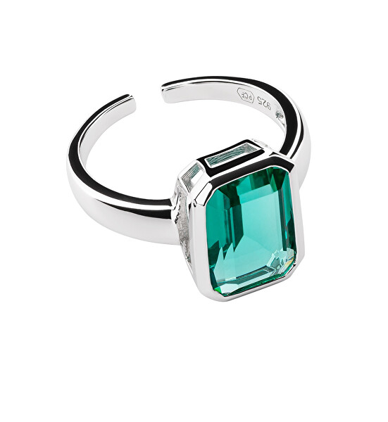 Nádherný otevřený prsten se zeleným zirkonem Preciosa Atlantis 5355 94