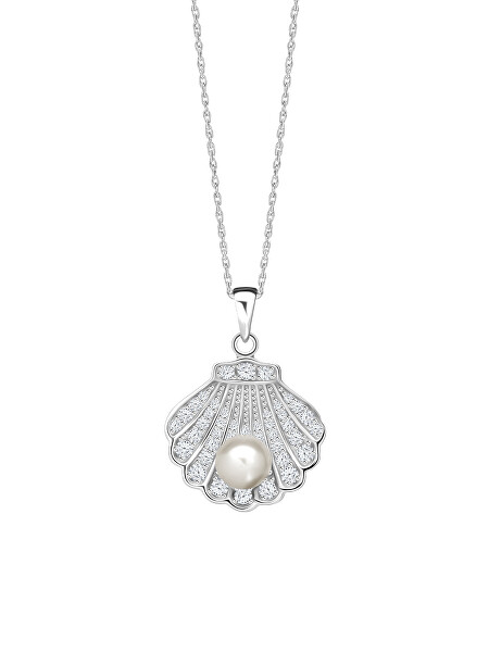 Nádherný stříbrný náhrdelník Birth of Venus s říční perlou a kubickou zirkonií Preciosa 5349 00