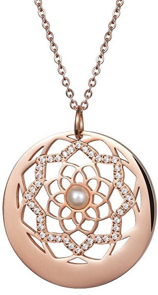 Halskette mit Kristallen und einer Perle Flower of Love 7286P01