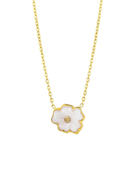 Něžný pozlacený náhrdelník s květinou Verona 7453Y00