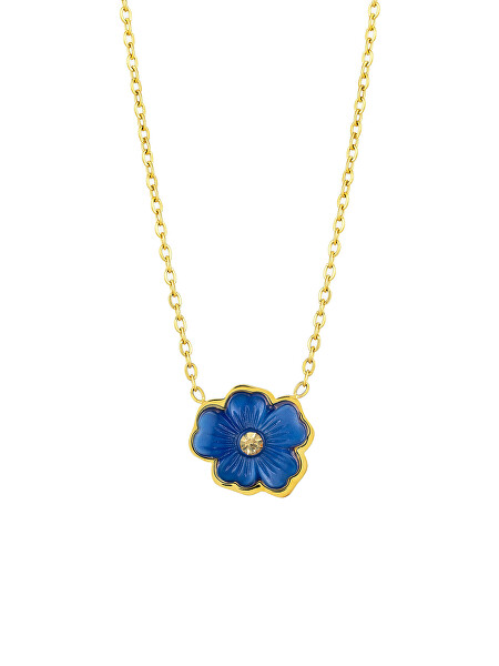 Něžný pozlacený náhrdelník s květinou Verona 7453Y58