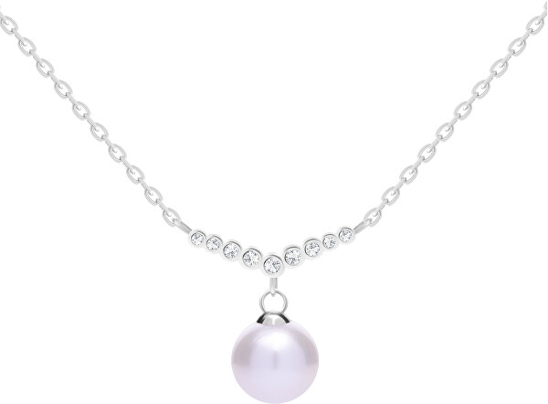 Nežný strieborný náhrdelník s pravou perlou Samoa 5308 00
