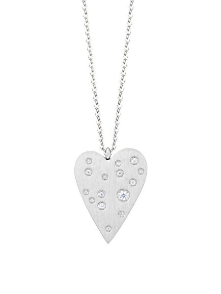 Collana in acciaio con zirconi cubici Heart Beat Glamour 7478 00