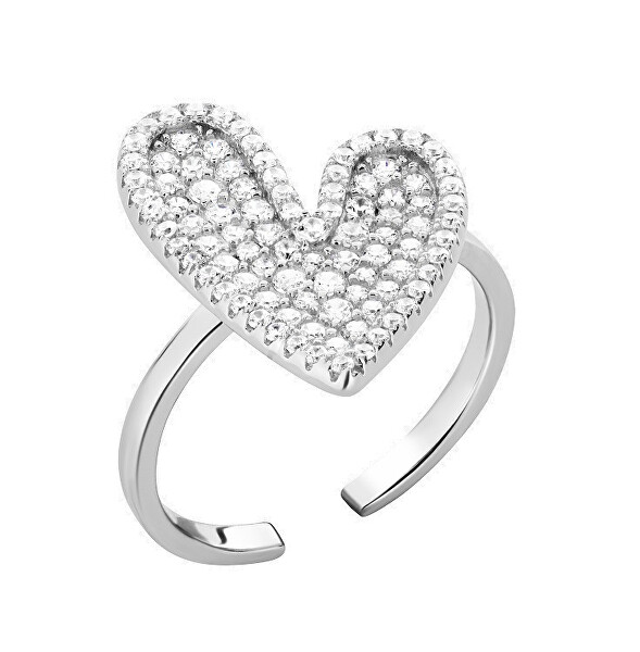 Silberner offener Ring Herz mit Zirkonen Pure Love Glamour 5422 00