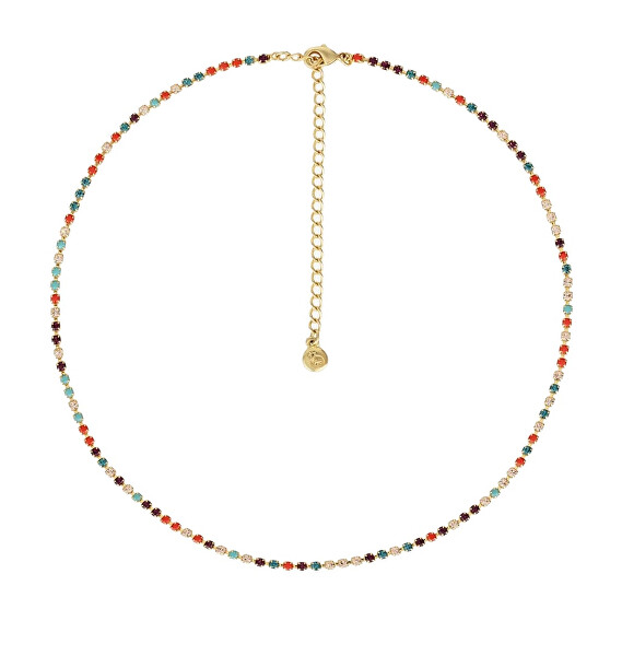 Pozlacený náhrdelník s českým křišťálem Choker Glowline Royal Lagoon 2570Y70