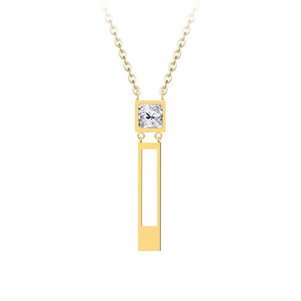 Pozlátený oceľový náhrdelník Straight s čírym krištáľom Preciosa 7391Y00