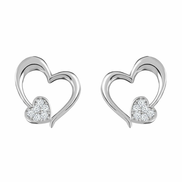 Romantici cercei din argint Tender Heart cu zirconiu cubic Preciosa 5335 00