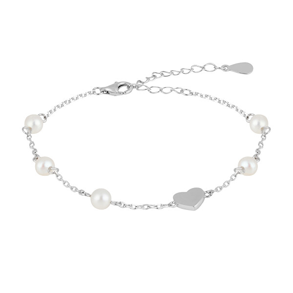 Romantický náramok s riečnymi perlami a srdiečkom Pearl Passion 6157 01