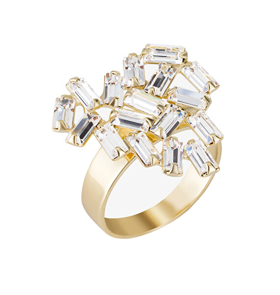 Bájos aranyozott gyűrű csiszolt kristályokkal Sugarheart Candy 2462Y00