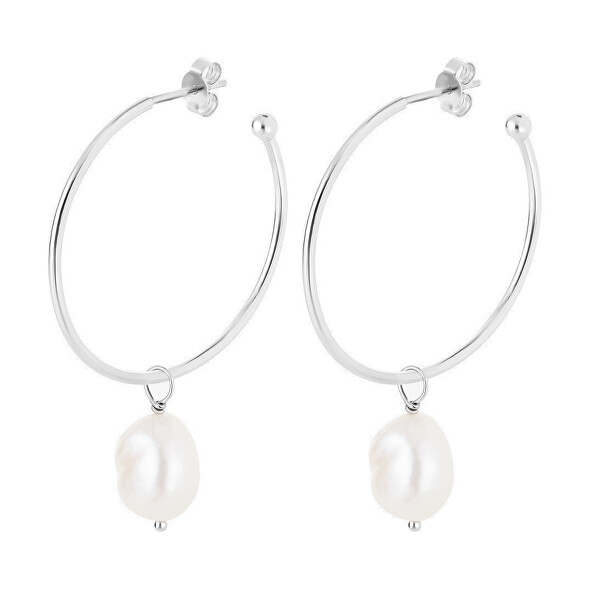 Orecchini 2in1 a cerchio in argento con perla di fiume Hoop Vibes Glamour 5426 01