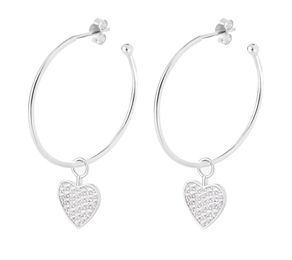 Orecchini 2in1 a cerchio in argento Cuore con zirconi Hoop Vibes Glamour 5427 00