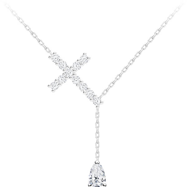 Stříbrný náhrdelník Křížek Shiny Cross s kubickou zirkonií Preciosa 5301 00