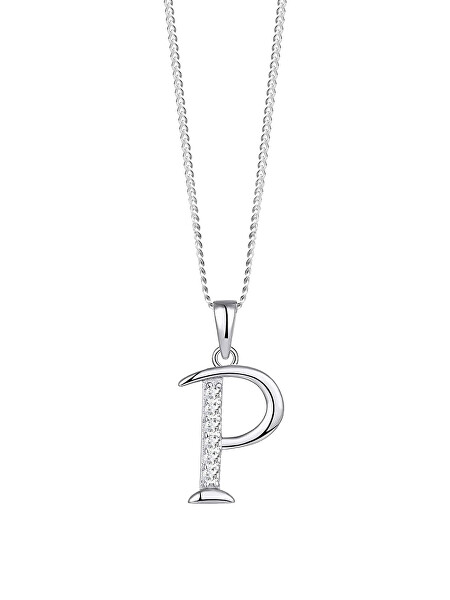 Strieborný náhrdelník písmeno "P" 5380 00P (retiazka, prívesok)