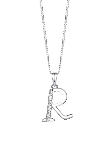 Strieborný náhrdelník písmeno "R" 5380 00R (retiazka, prívesok)