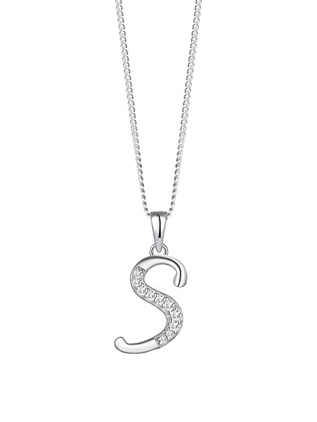 Strieborný náhrdelník písmeno "S" 5380 00S (retiazka, prívesok)
