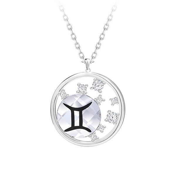 Stříbrný náhrdelník s českým křišťálem Blíženci Sparkling Zodiac 6150 86 (řetízek, přívěsek)
