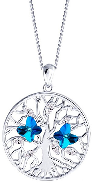 Strieborný náhrdelník s kryštálmi Tree of Life 6072 46 (retiazka, prívesok)