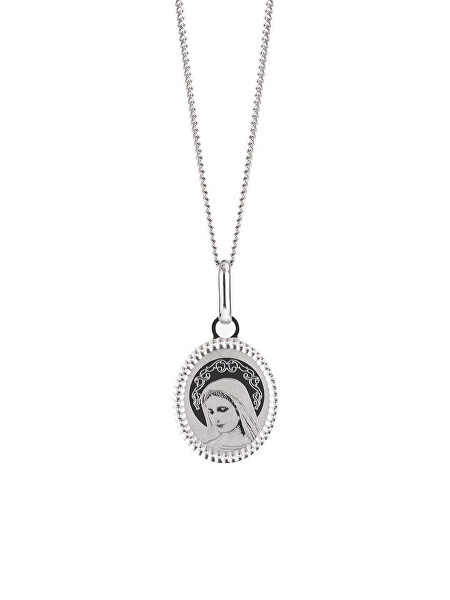 Colier drăguț argintiu cu medalion Fecioara Maria 6154 00