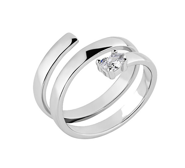 Anello aperto in argento con zircone cubico Twist Drop Glamour 5423 00