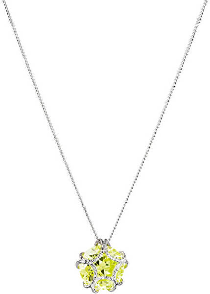 Strieborný náhrdelník s trblietavým príveskom Fine 5063 65 žltý