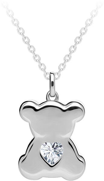 Strieborný náhrdelník Shiny Teddy s kubickou zirkónia Preciosa 5326 00 (retiazka, prívesok)