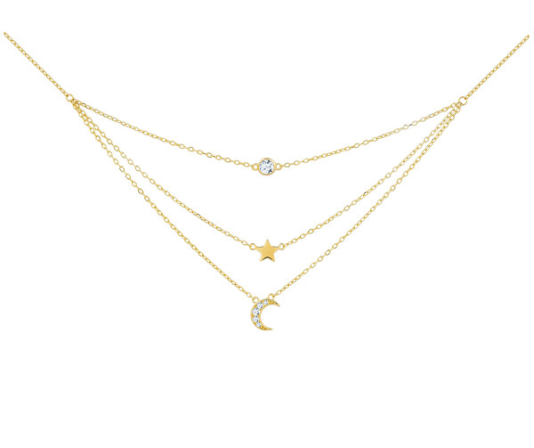 Trojitý pozlátený náhrdelník s kubickou zirkóniou Moon Star 5362Y00