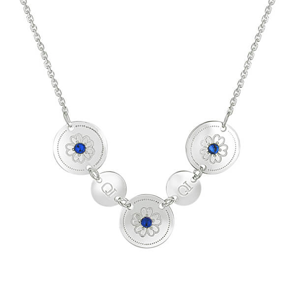 Elegantní stříbrný náhrdelník s modrými krystaly Saphire N6073_RH