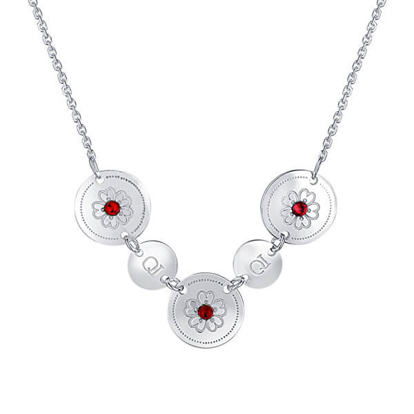 Luxusní stříbrný náhrdelník s červenými krystaly Ruby N6079_RH